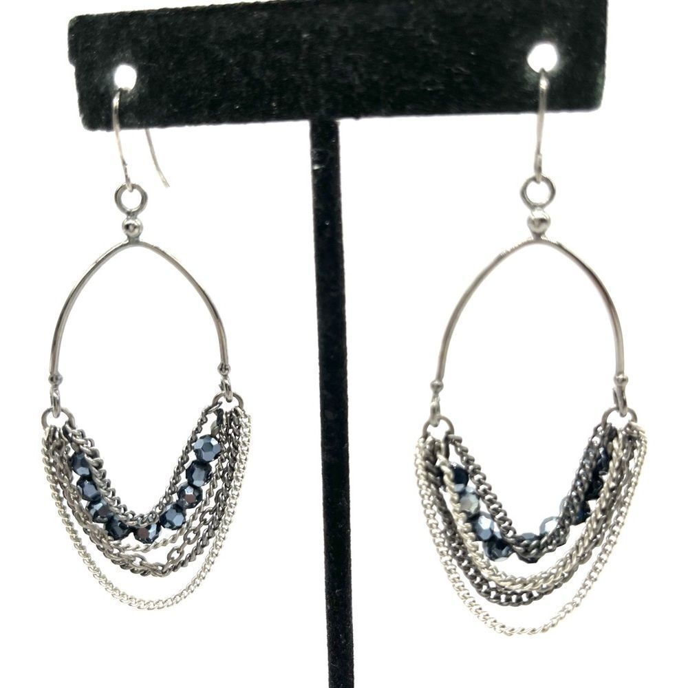 Dangle Chain & Crystals Earrings